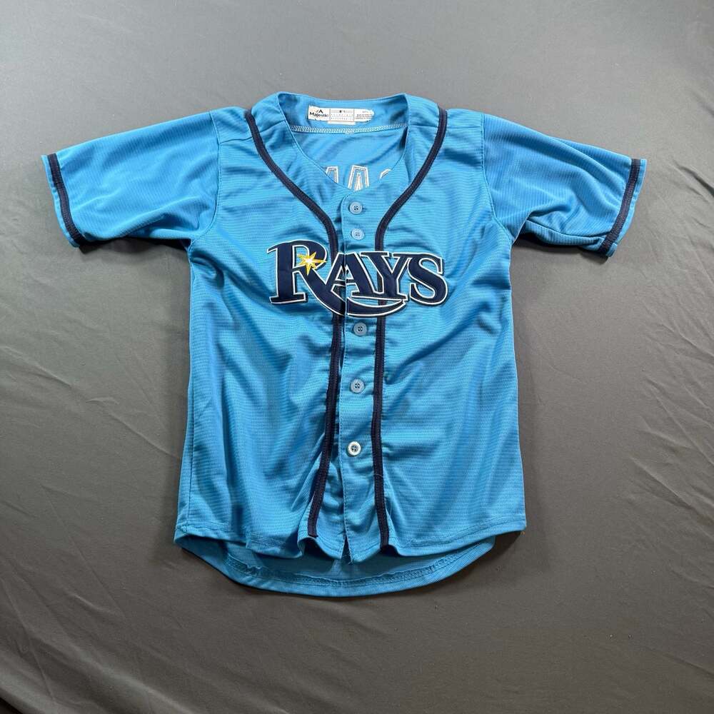YOUTH Majestic Tampa Bay Rays Willy Adames #1 Base Baseball Jersey  Small
